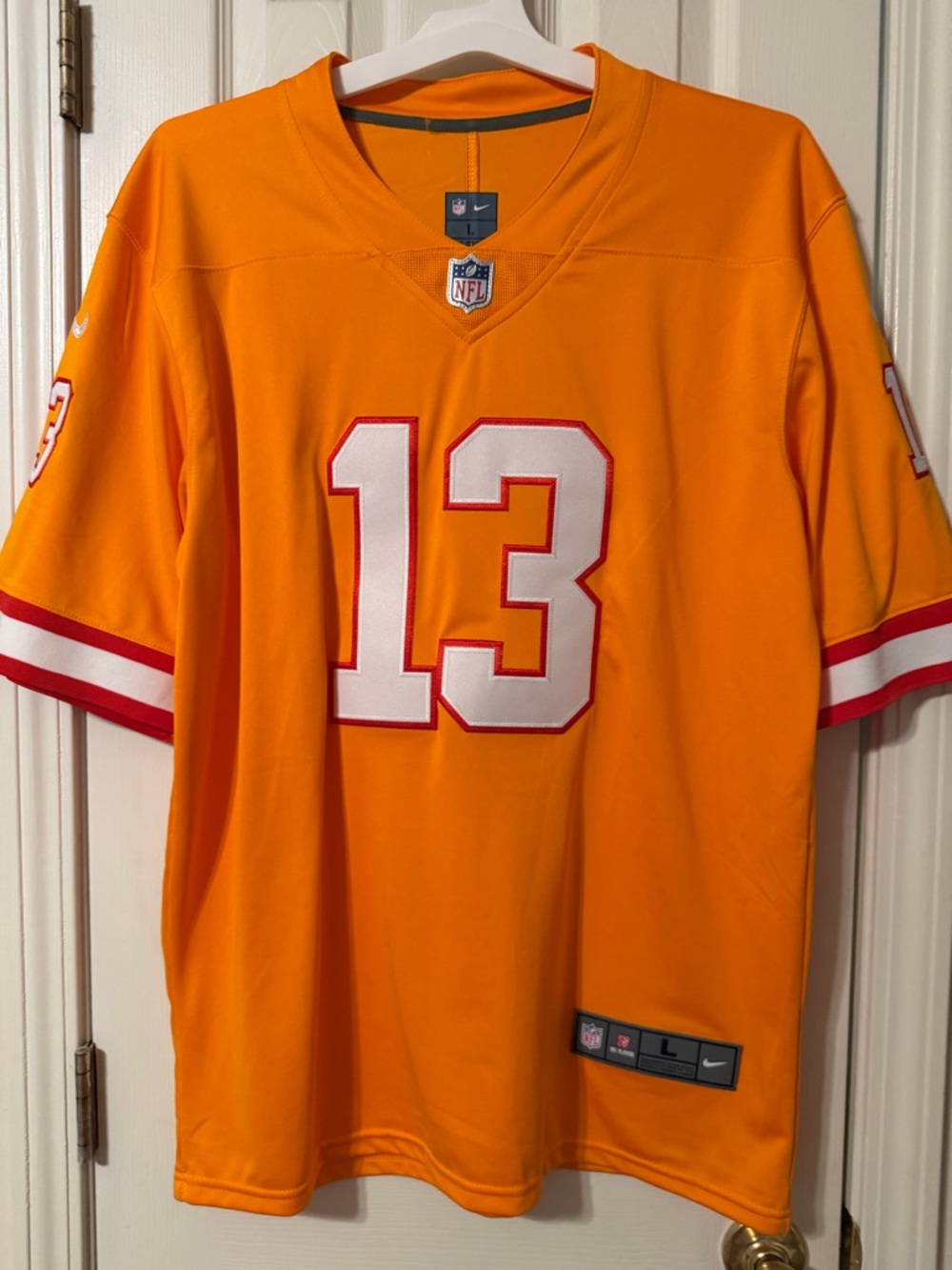 Nike Men’s Orange #13 Football Jersey with White & Red Accents